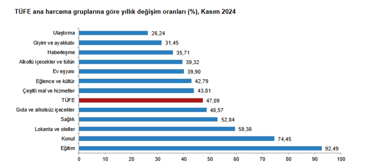 Harcamalara Göre Yıllık Değişim Oranları