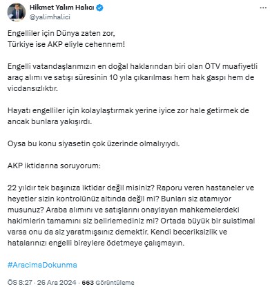 Isparta Milletvekili Halıcı'dan Ötv'siz Araç Düzenlemesine Sert Tepki 2