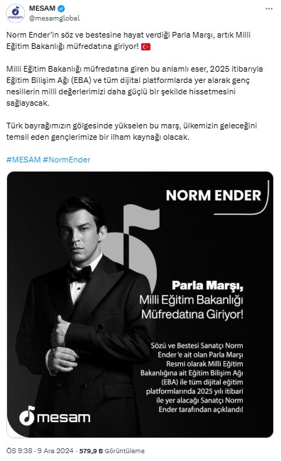 M E S A M Açıkladı Norm Enderin Parla Marşı M E B Müfredatına Giriyor 2