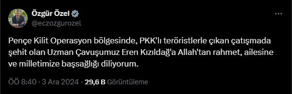 MSB Acı Haberi Duyurdu: Uzman Çavuş Eren Kızıldağ Şehit Oldu