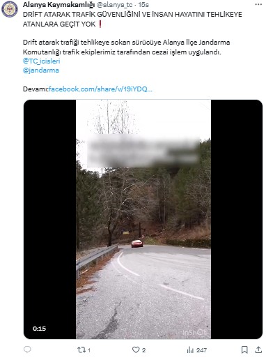 Alanya'da Drift Atıp Dronla Çekti! Sosyal Medya Paylaşımı Başını Yaktı 2