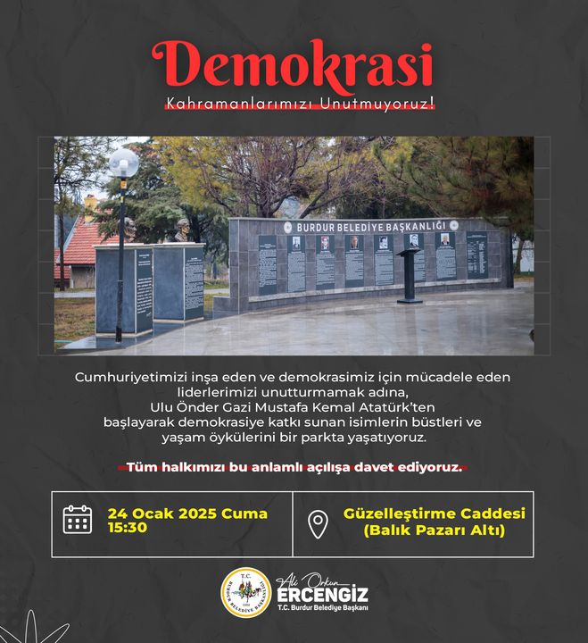 Burdur'da Demokrasi Kahramanları Adına Park Açılacak  2