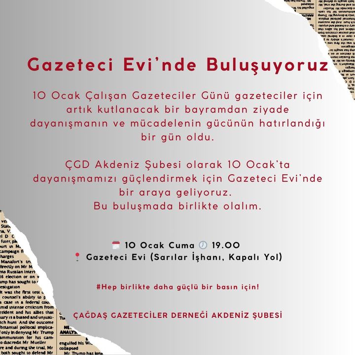 Çgd Akdeniz Şubesi'nden 10 Ocak Çalışan Gazeteciler Günü Çağrısı 2 Result