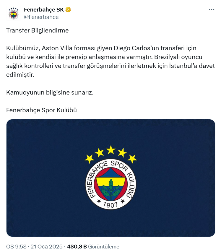 Fenerbahçe Yeni Transferini Duyurdu! Görüşmeler Başladı