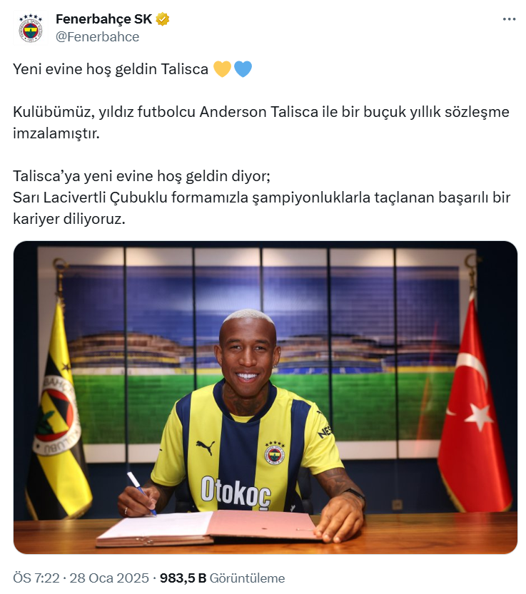 Fenerbahçe'nin Yeni Transferi İmzayı Attı