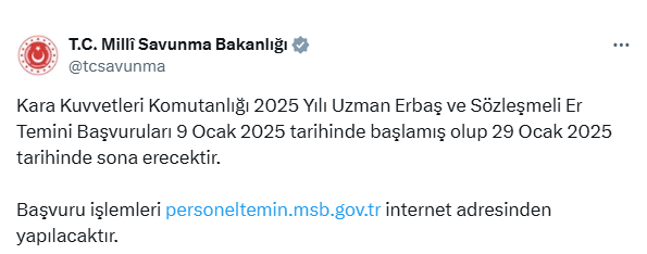 MSB'den Uzman Erbaş Alımı İçin Kritik Uyarı