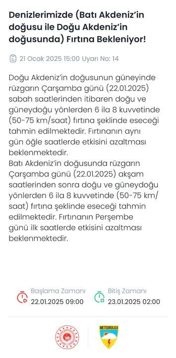 Meteoroloji'den Akdeniz’de Şiddetli Fırtına Uyarısı 2 Result