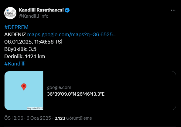 Muğla’da 24 Saatte Üç Deprem! 3.5 Büyüklüğünde Depremle Sarsıldı