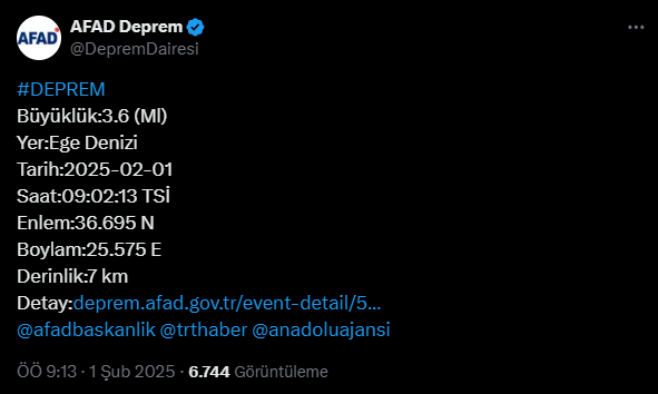 AFAD Açıkladı: Ege Denizi'nde Korkutan Peş Peşe İki Deprem!