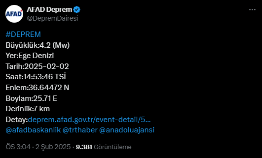 AFAD -Açıklama- Yaptı- Ege- Denizi'nde- Peş -Peşe- Üç -Deprem (4)