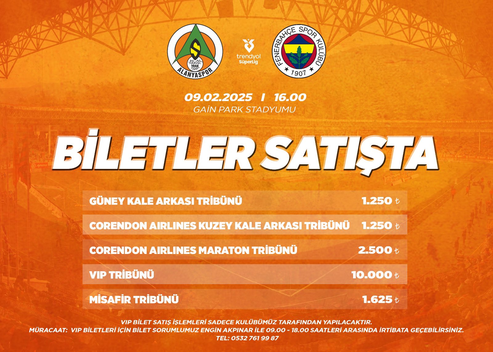 Alanyaspor Fenerbahçe Maçı Biletleri Satışa Çıktı