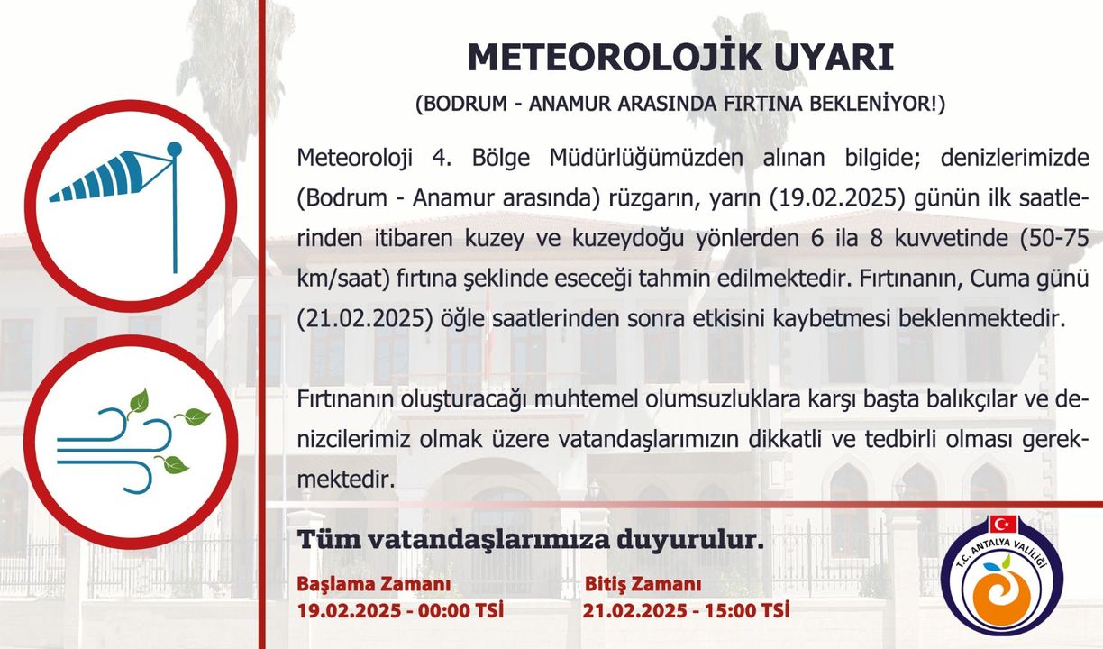 Antalya Denizlerinde Fırtına! Saatte 75 Km Hızla Esecek  2