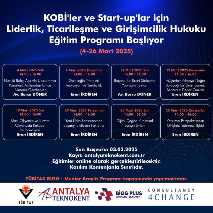 Antalya Teknokent'ten Kobi̇'ler Ve Start Up'lar İçin Eğitim Programı 2