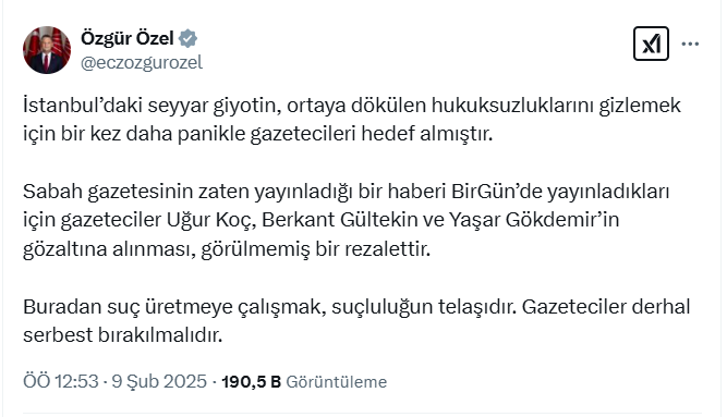 Özgür Özel Açıklamaü