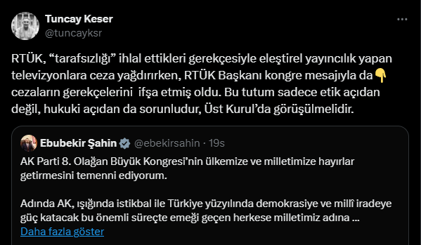 RTÜK Üyelerinden Ebubekir Şahin’e AKP Kongresi Tepkisi!!