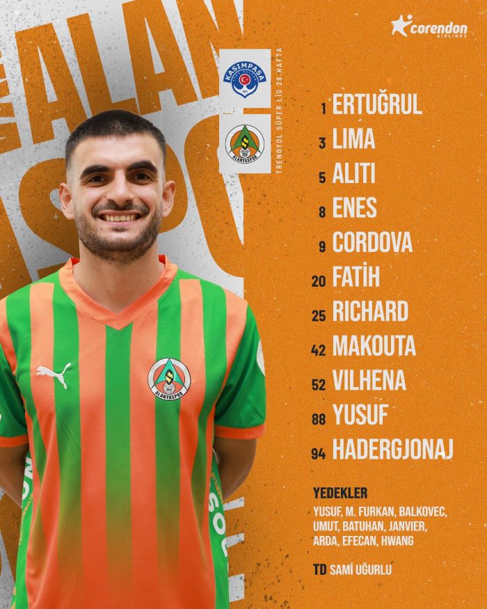 Kasımpaşa Alanyaspor Maçında İlk 11'ler Belirlendi