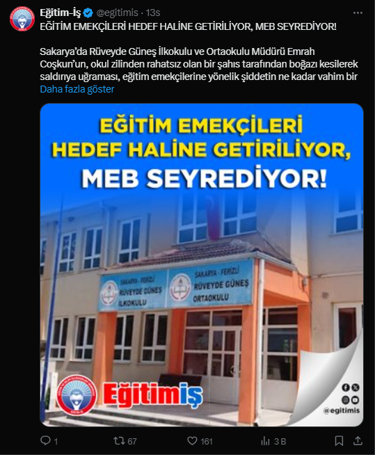 Okul Müdürünün Boğazını Kesti! Eğitim-İş’ten Sert Tepki