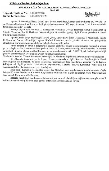 Isparta'nın O Köyünde Arkeolojik Sit Alanı Tescil Edildi 2