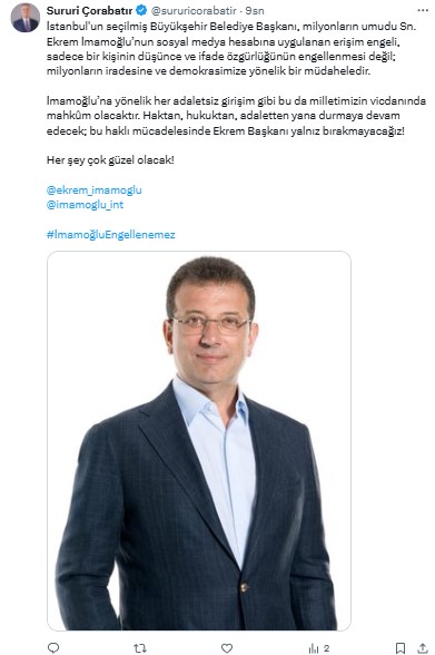 Chp Antalya Vekillerinden İmamoğlu'na X Desteği 7