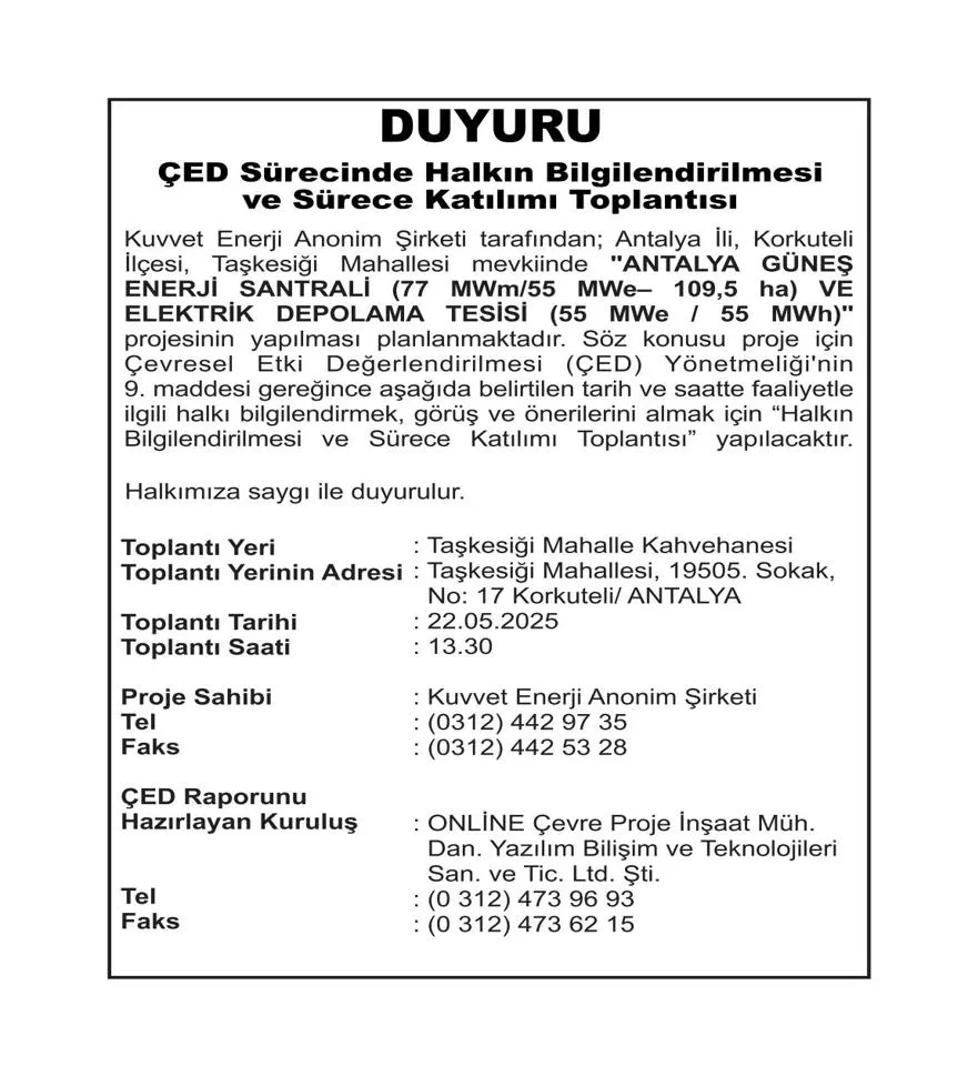 Korkuteli Taşkesiği'nde Ges Projesi İçin 2. Çed Toplantısı Yapılacak  2