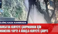 Bursa'da kuryeye çarpmamak için manevra yaptı! 4 araçla kuryeye çarptı