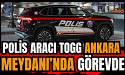 Polis aracı Togg Ankara Meydanı'nda görevde