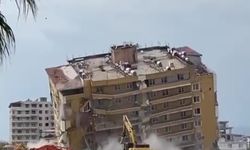 Hatay'da halat kullanılarak 9 katlı bina yıkıldı