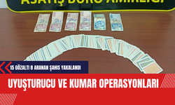 Uy*şturucu ve Kumar Operasyonları: 15 Gözaltı 8 Aranan Şahıs Yakalandı