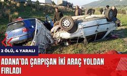 Adana'da çarpışan iki araç yoldan fırladı