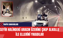 Trafik Canavarları: Seyir Halindeki Aracın Üzerine Çıkıp Alkolle ile Ellerini Yıkadılar