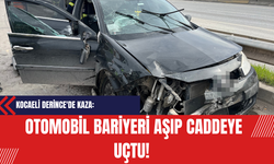 Kocaeli Derince'de Kaza: Otomobil Bariyeri Aşıp Caddeye Uçtu