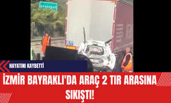 İzmir'de Aracın 2 Tır Arasında Sıkıştı! Araç Kağıt Gibi Ezildi