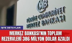 Merkez Bankası'nın toplam rezervleri 386 milyon dolar azaldı