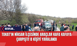 Tokat'ın Niksar İlçesinde Araçlar Kafa Kafaya Çarpıştı! 8 Kişiyi Yaralandı