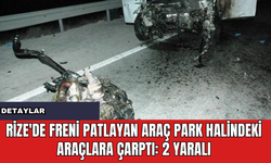 Rize'de Freni Patlayan Araç Park Halindeki Araçlara Çarptı: 2 Yaralı