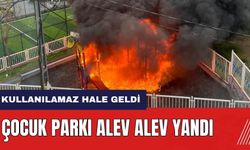 Çocuk parkı alev alev yandı! Parkta korkutan dakikalar