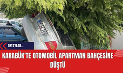Karabük'te Otomobil Apartman Bahçesine Düştü