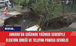 Ankara'da Sağanak Yağmur Sebebiyle Elektrik Direği ve Telefon Panosu Devrildi