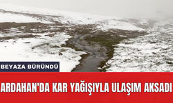 Ardahan'da kar yağışıyla ulaşım aksadı
