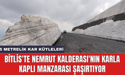 Bitlis'te Nemrut Kalderası'nın karla kaplı manzarası şaşırtıyor