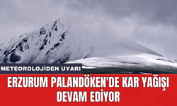 Erzurum Palandöken'de kar yağışı devam ediyor