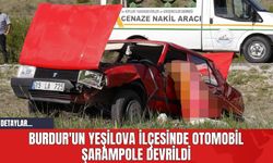 Burdur'un Yeşilova İlçesinde Otomobil Şarampole Devrildi