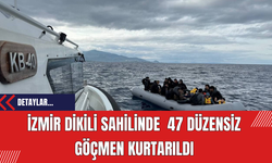 İzmir Dikili Sahilinde  47 Düzensiz Göçmen Kurtarıldı