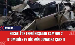Kocaeli'de Freni Boşalan Kamyon 2 Otomobile ve Bir Evin Duvarına Çarptı
