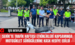Serik’te Trafik Haftası Etkinlikleri Kapsamında Motosiklet Sürücülerine Kask Hediye Edildi