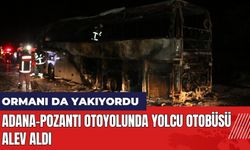 Adana-Pozantı otoyolunda yolcu otobüsü alev aldı