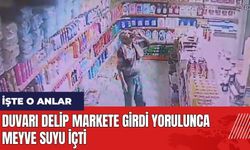 Adana'da duvarı delip markete girdi yorulunca meyve suyu içti