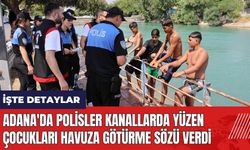 Adana'da polisler kanallarda yüzen çocukları havuza götürme sözü verdi