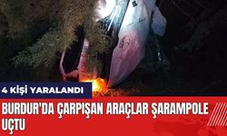 Burdur'da çarpışan araçlar şarampole uçtu