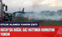 Hatay'da doğal gaz hattında korkutan yangın